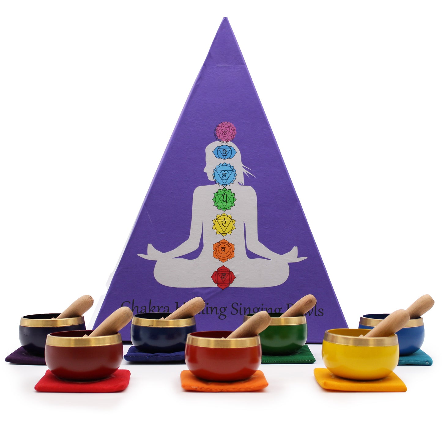 Set de regalo de cuenco tibetano con piramide de chakras